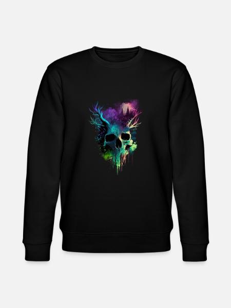 Totenkopf mit Hörnern bunt - Stanley/Stella Unisex Bio-Sweatshirt CHANGER  - Schwarz