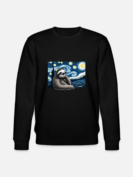 Sloth Starry Night - Stanley/Stella CHANGER Unisex Organic Sweatshirt - black