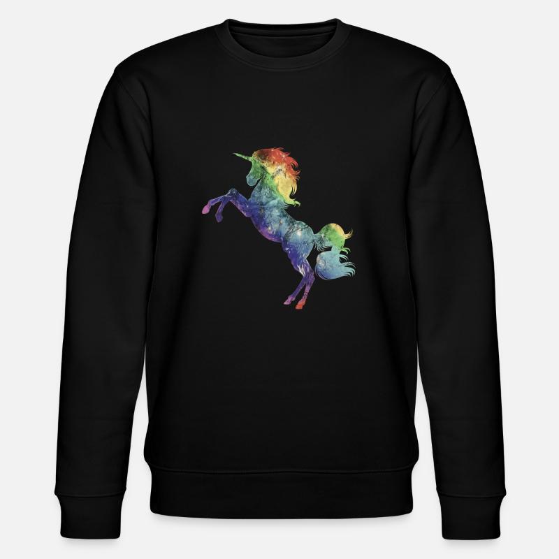 Einhorn Regenbogen - Stanley/Stella Unisex Bio-Sweatshirt CHANGER  - Schwarz