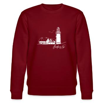 Denmark Bovbjerg Fyr Lighthouse Holiday - Stanley/Stella CHANGER Unisex Organic Sweatshirt - burgundy - Front - Nik (191cm) & Marisol (170cm)