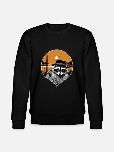 Waschbär mit Hut - Stanley/Stella Unisex Bio-Sweatshirt CHANGER  - Schwarz
