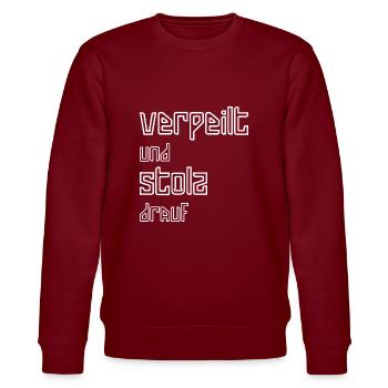 Verpeilt und stolz drauf I weiss I Geschenk - Stanley/Stella Unisex Bio-Sweatshirt CHANGER  - Burgunderrot - Vorne - Nik (191cm) & Marisol (170cm)