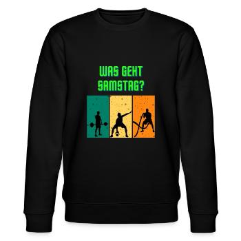 was geht samstag? - Stanley/Stella Unisex Bio-Sweatshirt CHANGER  - Schwarz - Vorne - Nik (191cm) & Marisol (170cm)