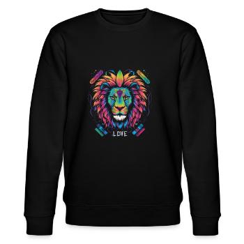 Pride Love Lion - Stanley/Stella Unisex Bio-Sweatshirt CHANGER  - Schwarz - Vorne - Nik (191cm) & Marisol (170cm)