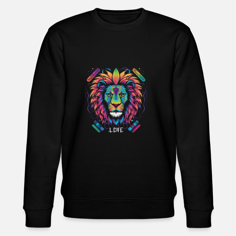 Pride Love Lion - Stanley/Stella Unisex Bio-Sweatshirt CHANGER  - Schwarz