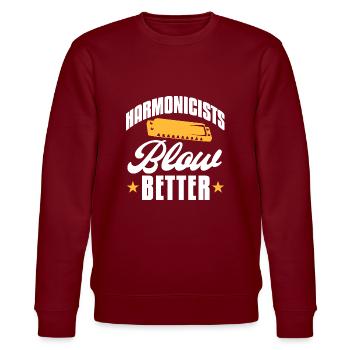 Harmonicists blow better - Stanley/Stella CHANGER Unisex Organic Sweatshirt - burgundy - Front - Nik (191cm) & Marisol (170cm)
