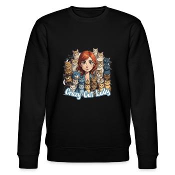 Crazy Cat Lady - Stanley/Stella Unisex Bio-Sweatshirt CHANGER  - Schwarz - Vorne - Nik (191cm) & Marisol (170cm)