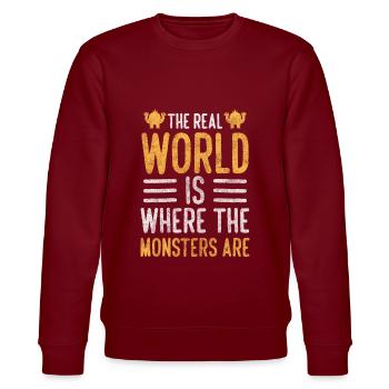 Monster Kreatur Verkleidung - Stanley/Stella Unisex Bio-Sweatshirt CHANGER  - Burgunderrot - Vorne - Nik (191cm) & Marisol (170cm)