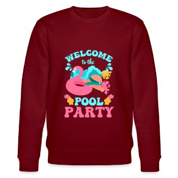 Swmming Pool Partymonster Erholung Gartenparty - Stanley/Stella Unisex Bio-Sweatshirt CHANGER  - Burgunderrot - Vorne - Nik (191cm) & Marisol (170cm)