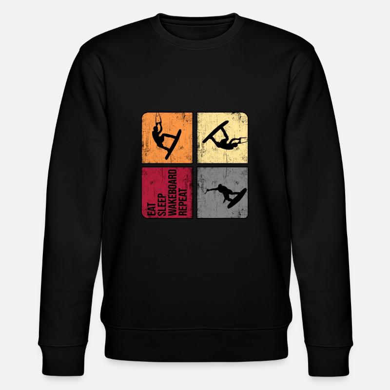 Wakeboarding Wakeboarder Wakestyle Retro Wakemaster - Stanley/Stella CHANGER Unisex Organic Sweatshirt - black