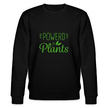 Powerd by Plants Vegan Power Geschenkidee - Stanley/Stella Unisex Bio-Sweatshirt CHANGER  - Schwarz - Vorne - Nik (191cm) & Marisol (170cm)