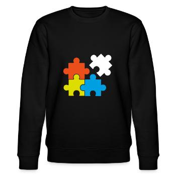 Puzzel Retrogaming Geschenk Legespiel Spiel Games - Stanley/Stella Unisex Bio-Sweatshirt CHANGER  - Schwarz - Vorne - Nik (191cm) & Marisol (170cm)