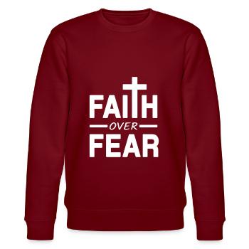 Faith over Fear - Stanley/Stella Unisex Bio-Sweatshirt CHANGER  - Burgunderrot - Vorne - Nik (191cm) & Marisol (170cm)