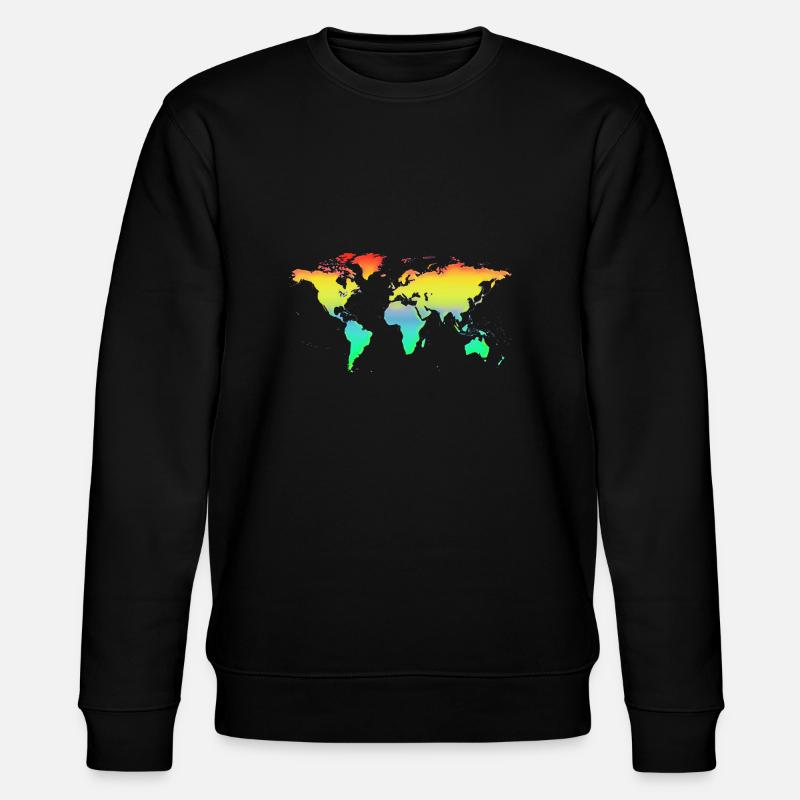 Weltkarte bunt - Stanley/Stella Unisex Bio-Sweatshirt CHANGER  - Schwarz
