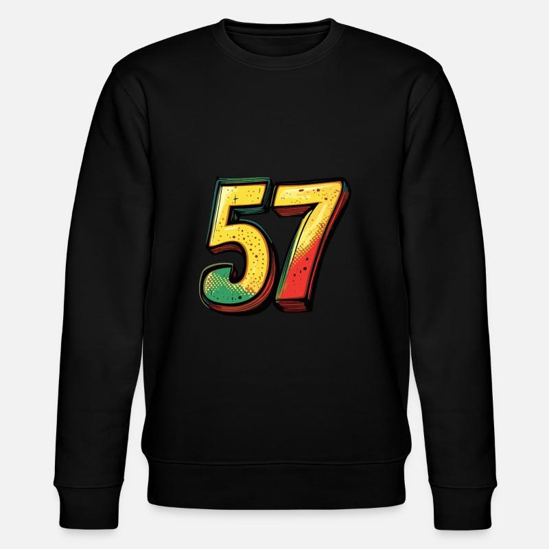 57 Zahl Comic - Stanley/Stella Unisex Bio-Sweatshirt CHANGER  - Schwarz