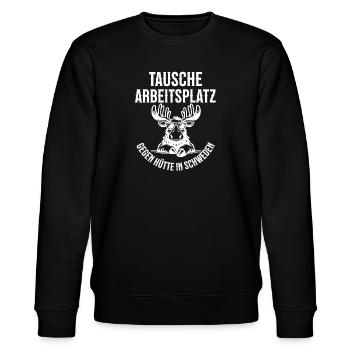 Tausche Arbeitsplatz gegen Hütte in Schweden! - Stanley/Stella Unisex Bio-Sweatshirt CHANGER  - Schwarz - Vorne - Nik (191cm) & Marisol (170cm)