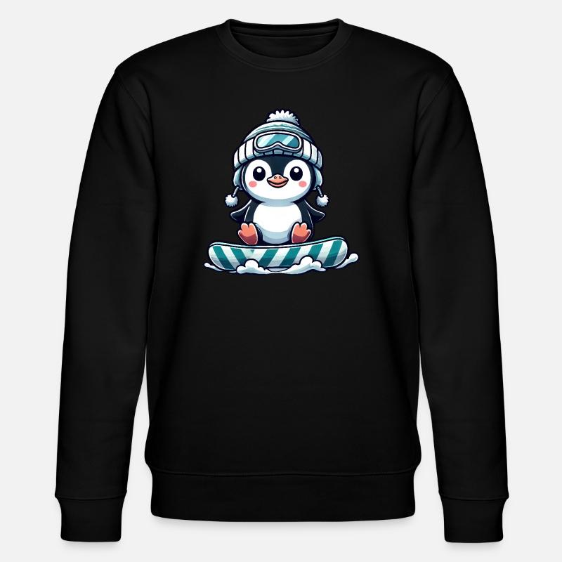 Mignon pingouin snowboard plaisir d’hiver - Sweat bio CHANGER Stanley/Stella Unisexe - noir