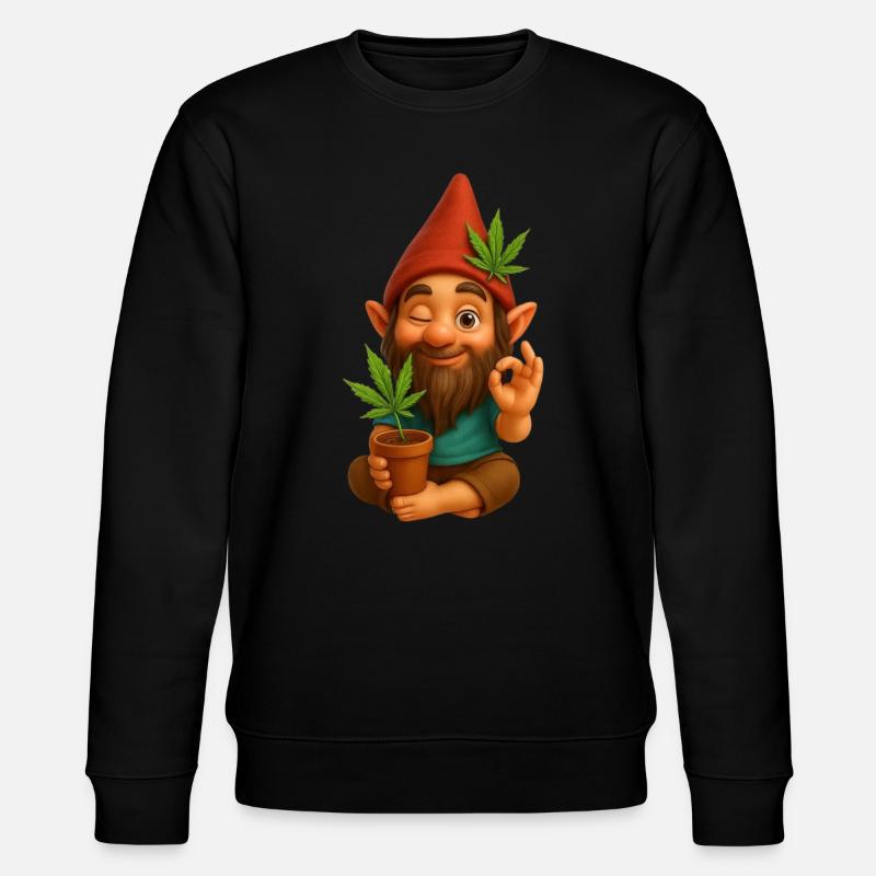 Cooler Zwerg mit Cannabis - Stanley/Stella Unisex Bio-Sweatshirt CHANGER - Schwarz