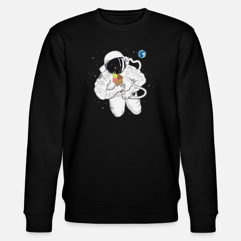 witziger Astronaut mit Eistüte im Weltall - Stanley/Stella Unisex Bio-Sweatshirt CHANGER - Schwarz