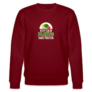 vegan, tofu, eating meatless, plants, love of animals - Stanley/Stella CHANGER Unisex Organic Sweatshirt - burgundy - Front - Nik (191cm) & Marisol (170cm)
