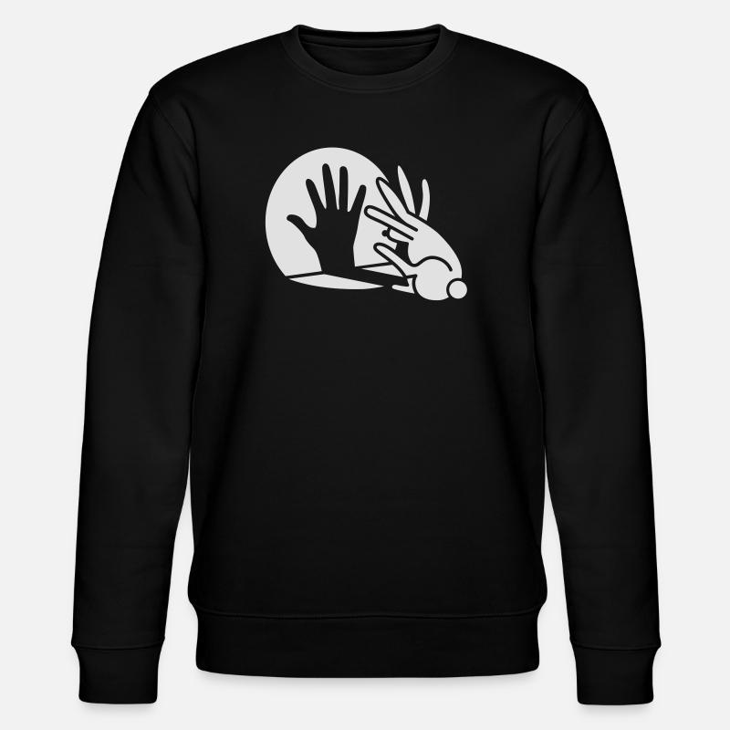Rabbit Hand Shadows Glow in the dark - Stanley/Stella CHANGER Unisex Organic Sweatshirt - black