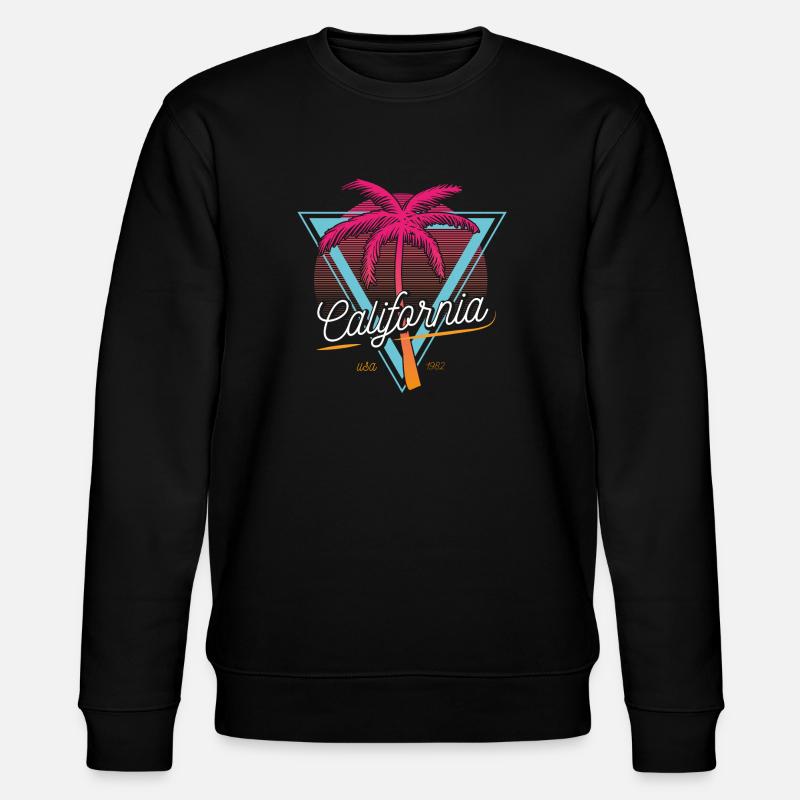 California Palmen Retro Neon - Stanley/Stella Unisex Bio-Sweatshirt CHANGER  - Schwarz
