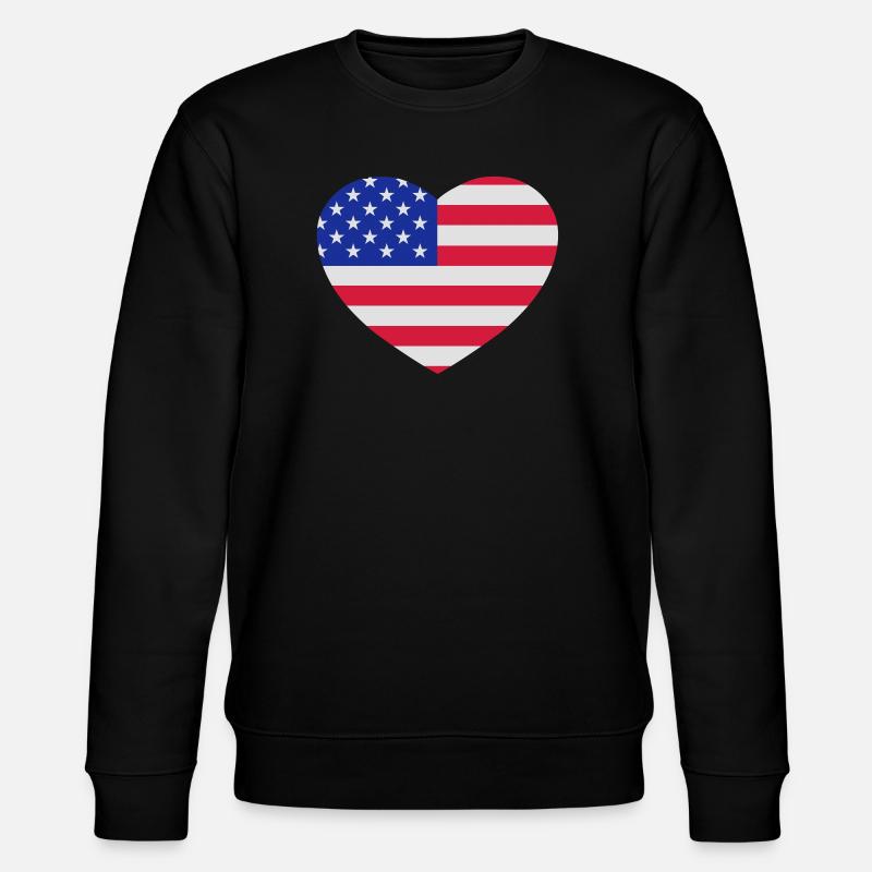USA Herz - Stanley/Stella Unisex Bio-Sweatshirt CHANGER  - Schwarz