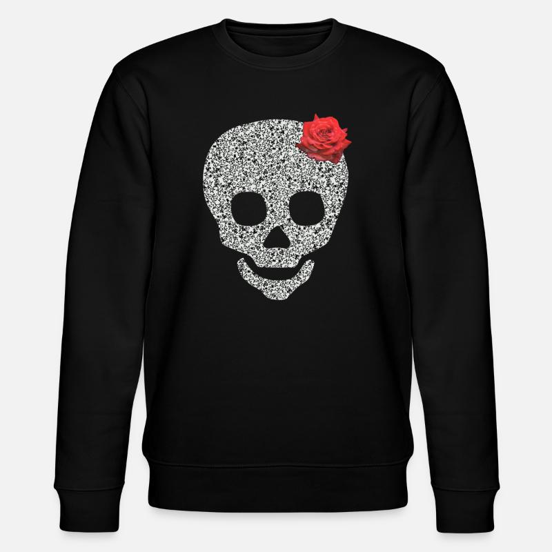 Schädel mit Rose - Stanley/Stella Unisex Bio-Sweatshirt CHANGER - Schwarz
