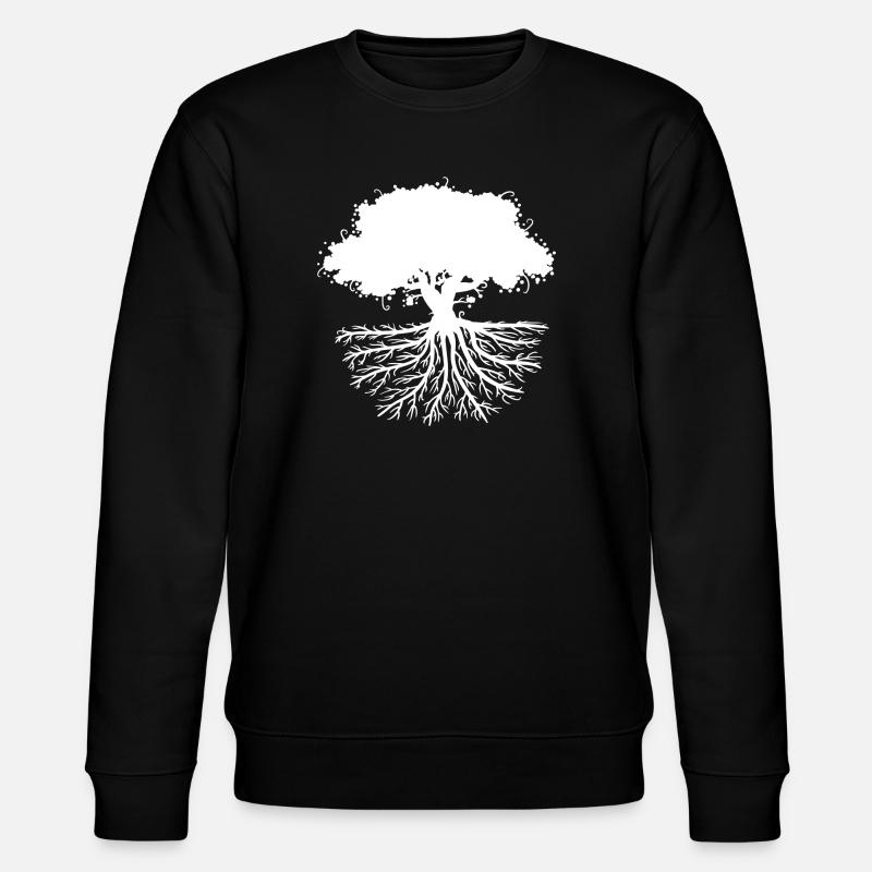 tree roots white - Stanley/Stella CHANGER Unisex Organic Sweatshirt - black