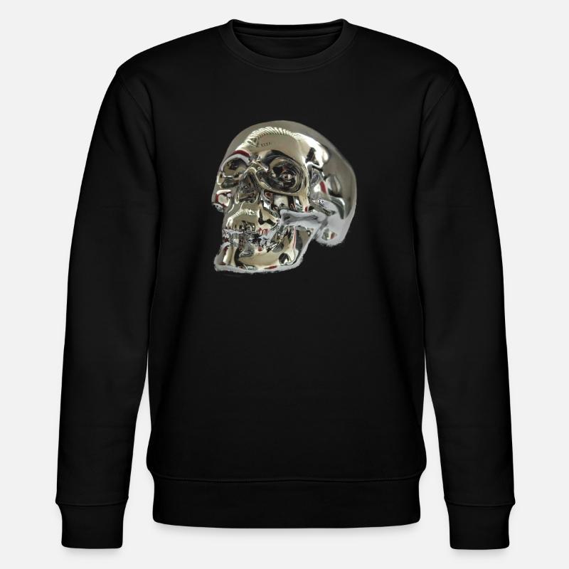 Silver skull - Stanley/Stella CHANGER Unisex Organic Sweatshirt - black