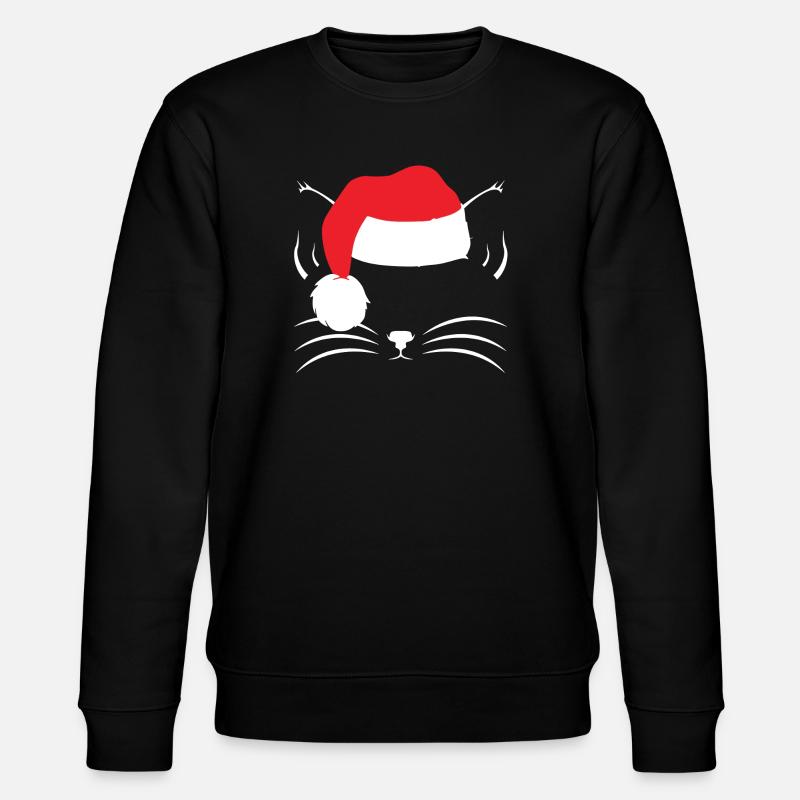 Weihnachtskatze Shirt - Stanley/Stella Unisex Bio-Sweatshirt CHANGER  - Schwarz