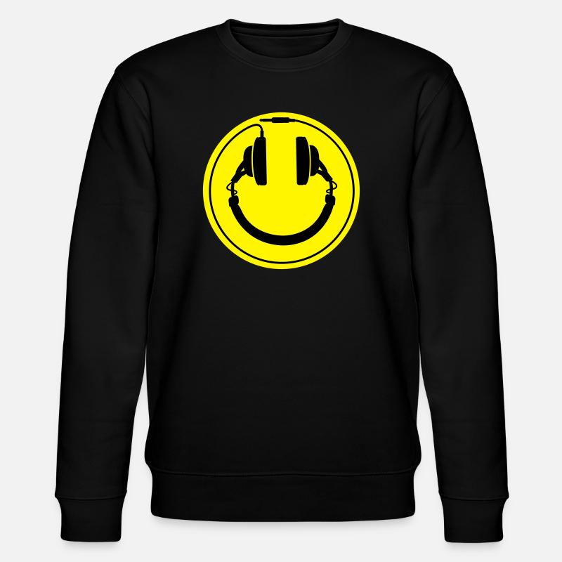 Smiley-Kopfhörer - Stanley/Stella Unisex Bio-Sweatshirt CHANGER  - Schwarz