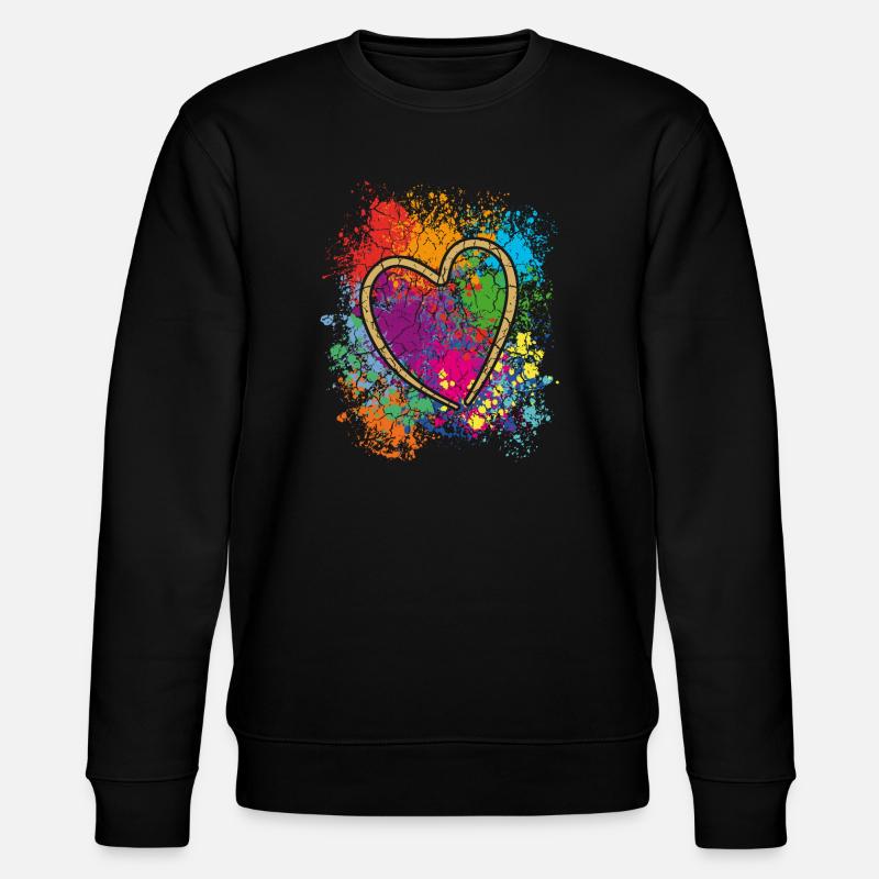 Buntes Herzkunst Design Graffiti  Look - Stanley/Stella Unisex Bio-Sweatshirt CHANGER  - Schwarz