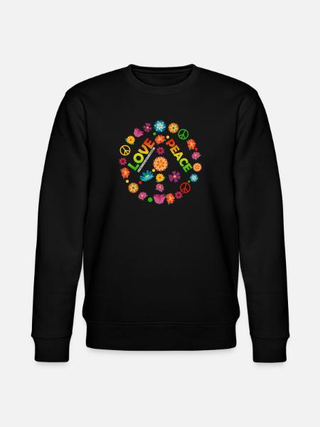 Flower Circle Love Peace - Stanley/Stella CHANGER Unisex Organic Sweatshirt - black