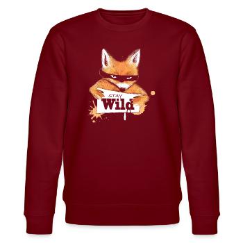 Fuchs mit einer Nachricht - Stanley/Stella Unisex Bio-Sweatshirt CHANGER  - Burgunderrot - Vorne - Nik (191cm) & Marisol (170cm)