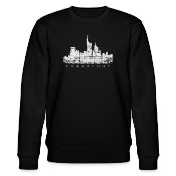 Frankfurter Skyline (Vintage Weiß) Frankfurt - Stanley/Stella Unisex Bio-Sweatshirt CHANGER  - Schwarz - Vorne - Nik (191cm) & Marisol (170cm)