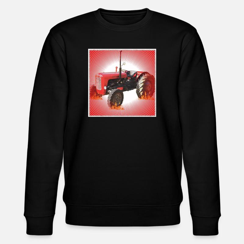 Red Tractor with Radiant Pattern - Stanley/Stella CHANGER Unisex Organic Sweatshirt - black