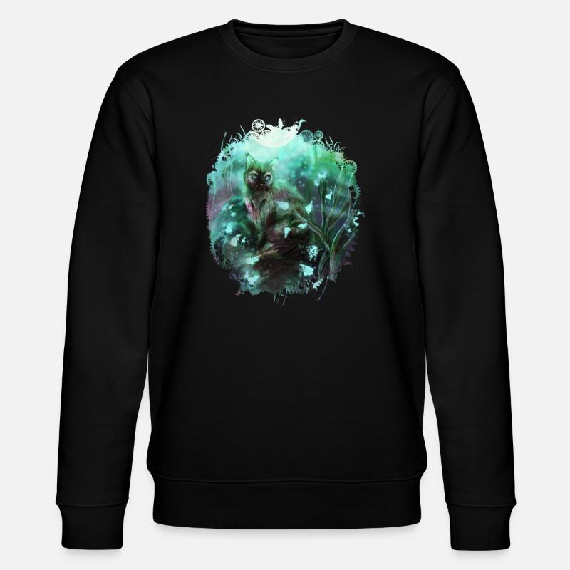 Katze im Magischem Wald - Stanley/Stella Unisex Bio-Sweatshirt CHANGER  - Schwarz