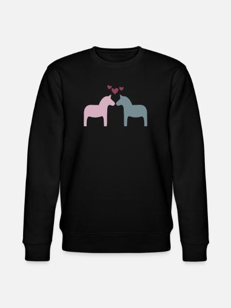 Dala hästpar hjärtan älskar alla hjärtans dag Skandi - Ekologisk sweatshirt CHANGER unisex från Stanley/Stella - svart