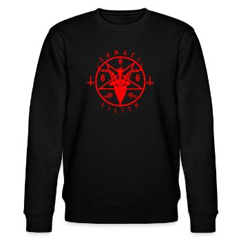 Satan Pentagram - Stanley/Stella CHANGER Unisex Organic Sweatshirt - black - Front - Nik (191cm) & Marisol (170cm)