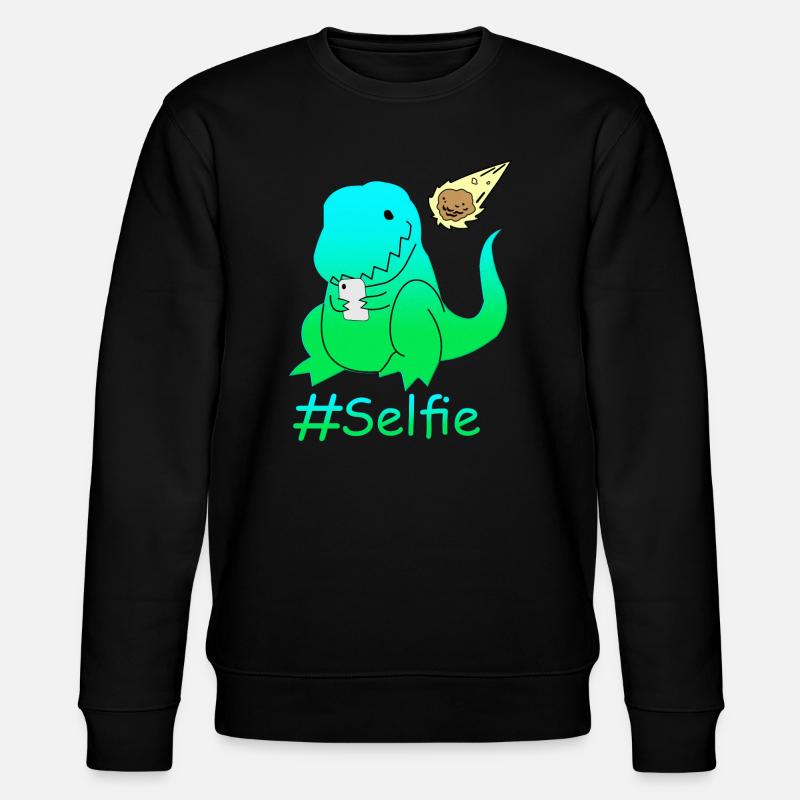 Lustiger Selfie Dinosaurier - Stanley/Stella Unisex Bio-Sweatshirt CHANGER  - Schwarz
