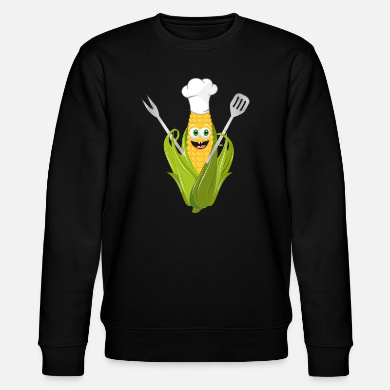 lustiger Comic Maiskolben mit Kochmütze - Stanley/Stella Unisex Bio-Sweatshirt CHANGER  - Schwarz