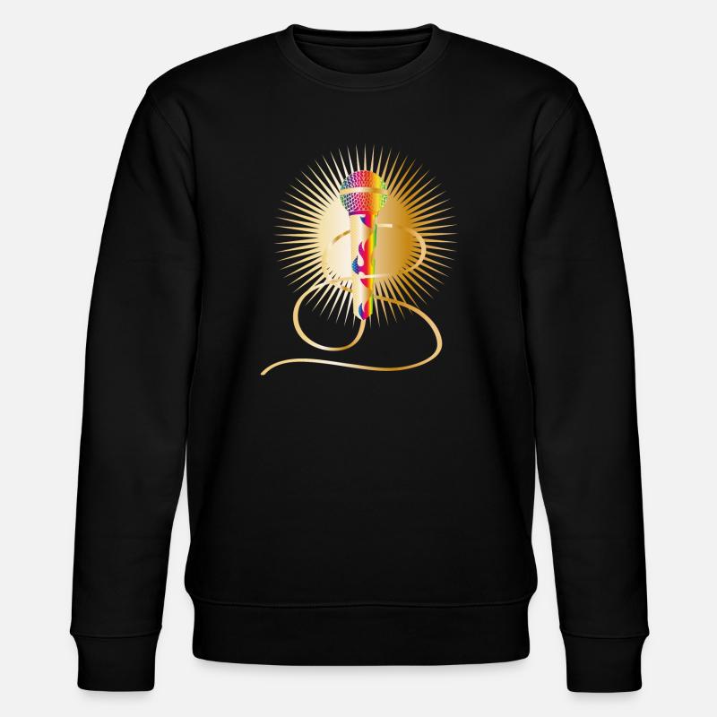goldenes Mikrofon mit Regenbogen Elementen - Stanley/Stella Unisex Bio-Sweatshirt CHANGER  - Schwarz