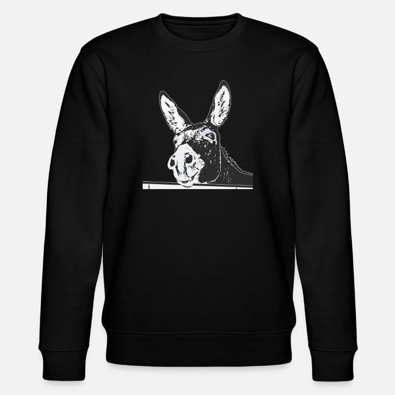 Donkey Portrait – Hand Drawn Artwork - Stanley/Stella CHANGER Unisex Organic Sweatshirt - black