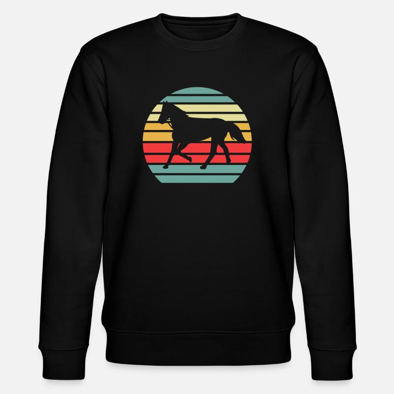 Retro Pferd Pferdeliebhaber - Stanley/Stella Unisex Bio-Sweatshirt CHANGER  - Schwarz