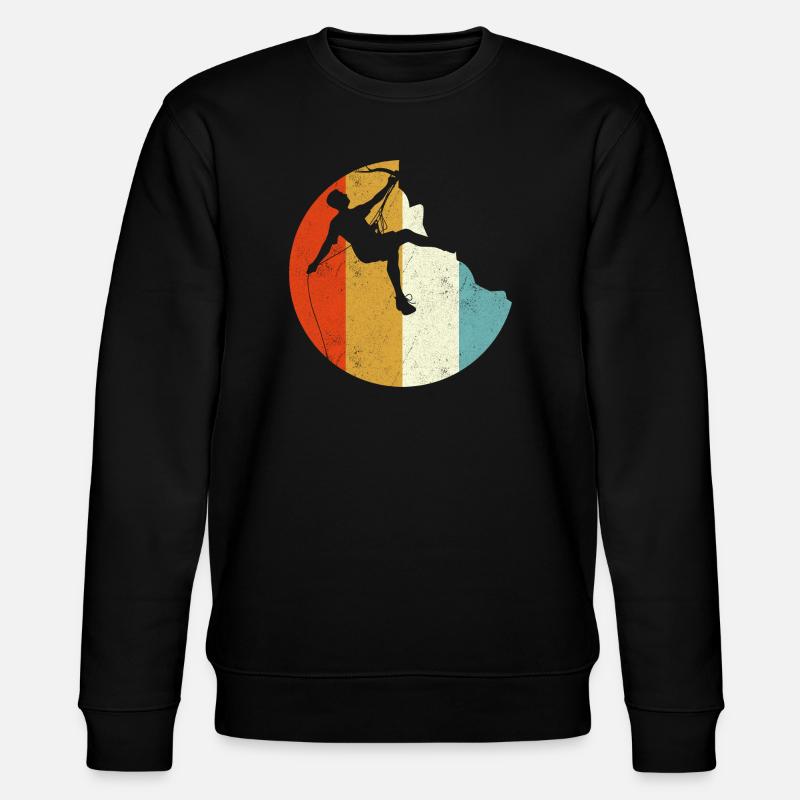 Climber Silhouette on Rainbow Gradient Globe - Stanley/Stella CHANGER Unisex Organic Sweatshirt - black