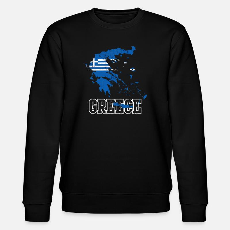 Greece Flag Map Design - Stanley/Stella CHANGER Unisex Organic Sweatshirt - black