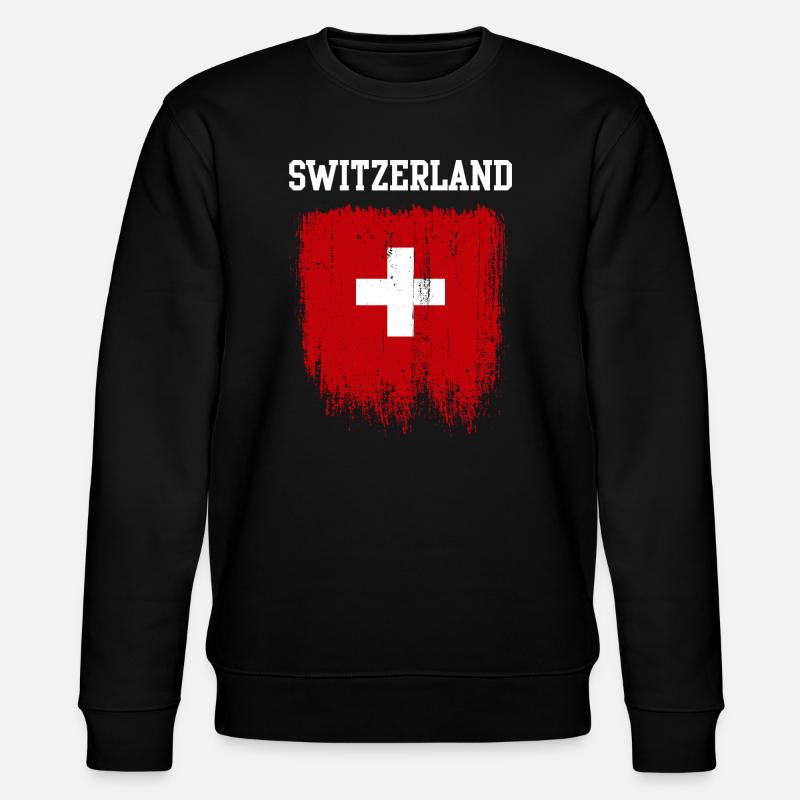 Grunge-Schweizer Flaggenkreuz - Stanley/Stella Unisex Bio-Sweatshirt CHANGER  - Schwarz