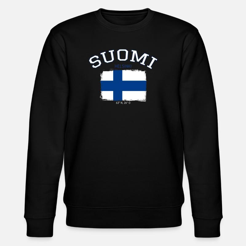 Finland flag with Helsinki reference - Stanley/Stella CHANGER Unisex Organic Sweatshirt - black