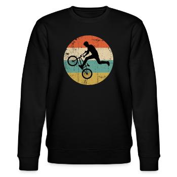 Silhouette de cascade BMX sur rayures rétro - Sweat bio CHANGER Stanley/Stella Unisexe - noir - Devant - Nik (191cm) & Marisol (170cm)